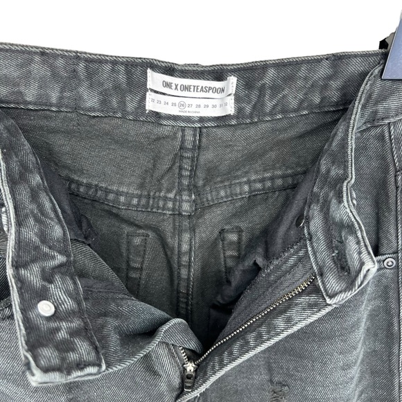 NWT One X Oneteaspoon Black Awesome Baggies Relaxed Rolled Distressed Cuff 26 - Picture 6 of 8